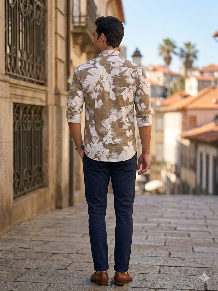 Oversized Floral Slim-Fit Shirt