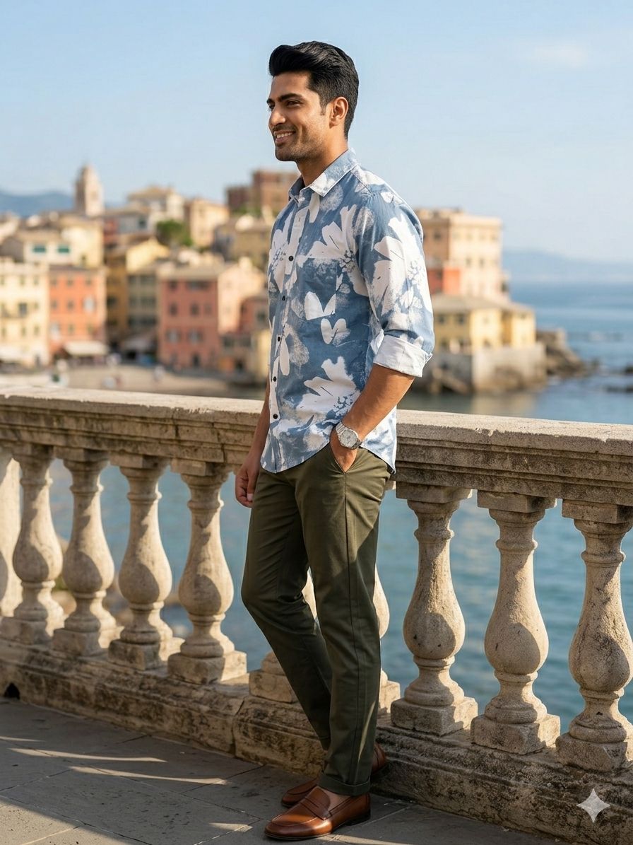 Oversized Floral Slim-Fit Shirt