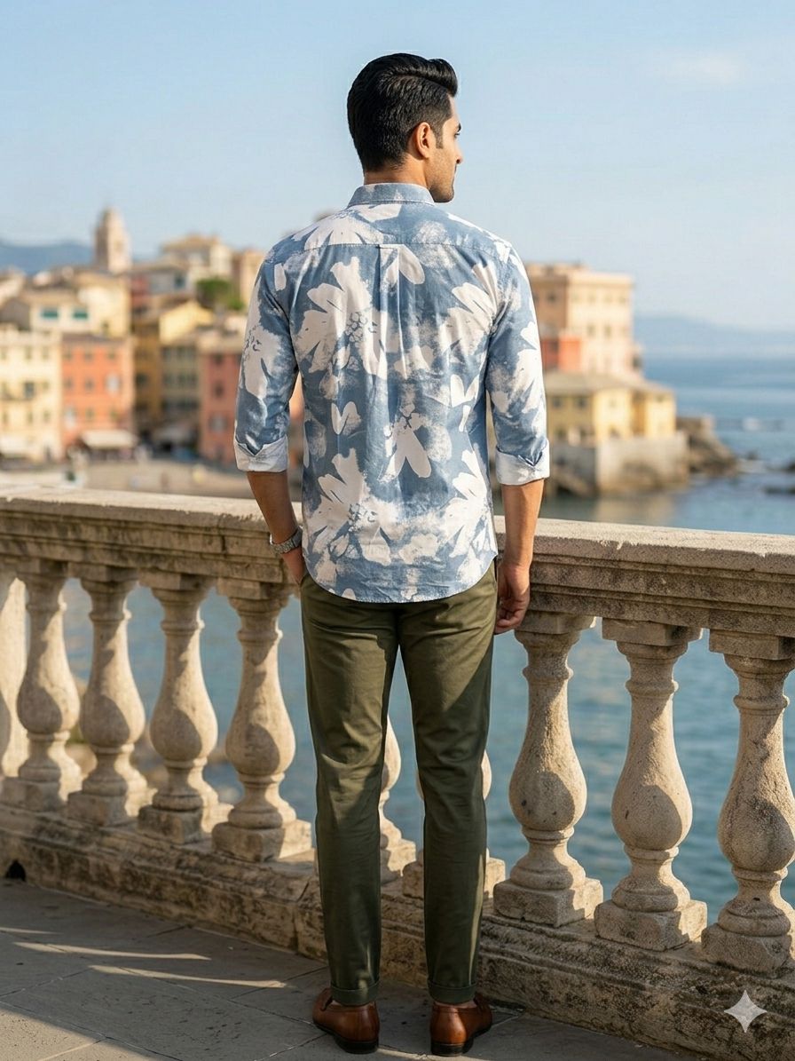 Oversized Floral Slim-Fit Shirt