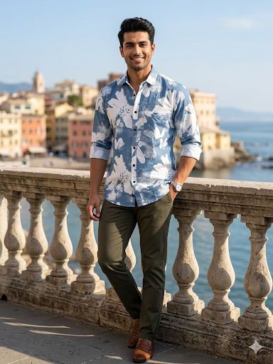 Oversized Floral Slim-Fit Shirt