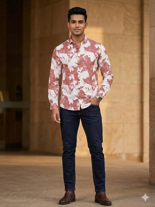 Oversized Floral Slim-Fit Shirt