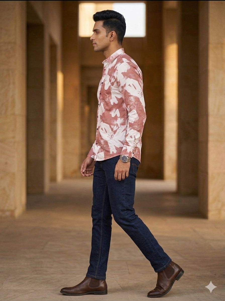 Oversized Floral Slim-Fit Shirt