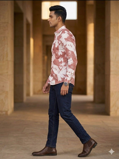 Oversized Floral Slim-Fit Shirt