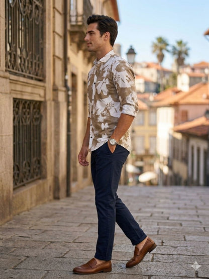 Oversized Floral Slim-Fit Shirt