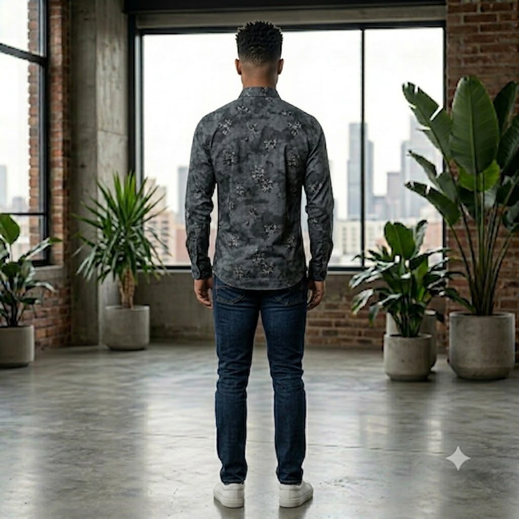 Men's Smart Casual Marble Texture Floral Shirt | Regular Fit