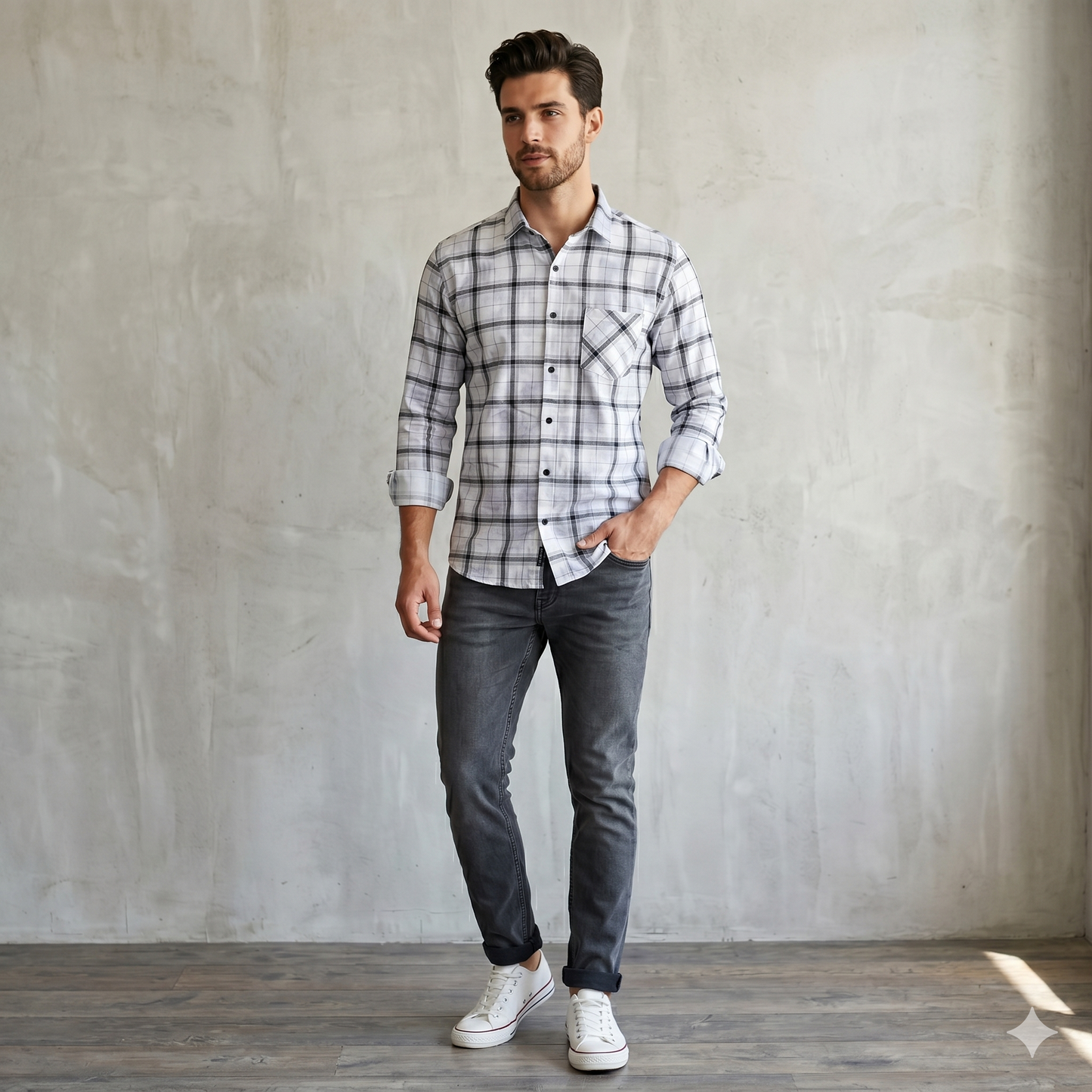 Modern Plaid Pattern Casual Shirt for Men