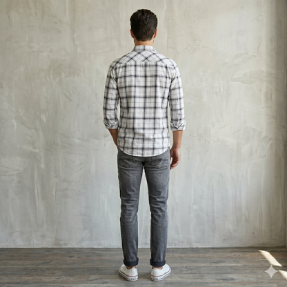 Modern Plaid Pattern Casual Shirt for Men