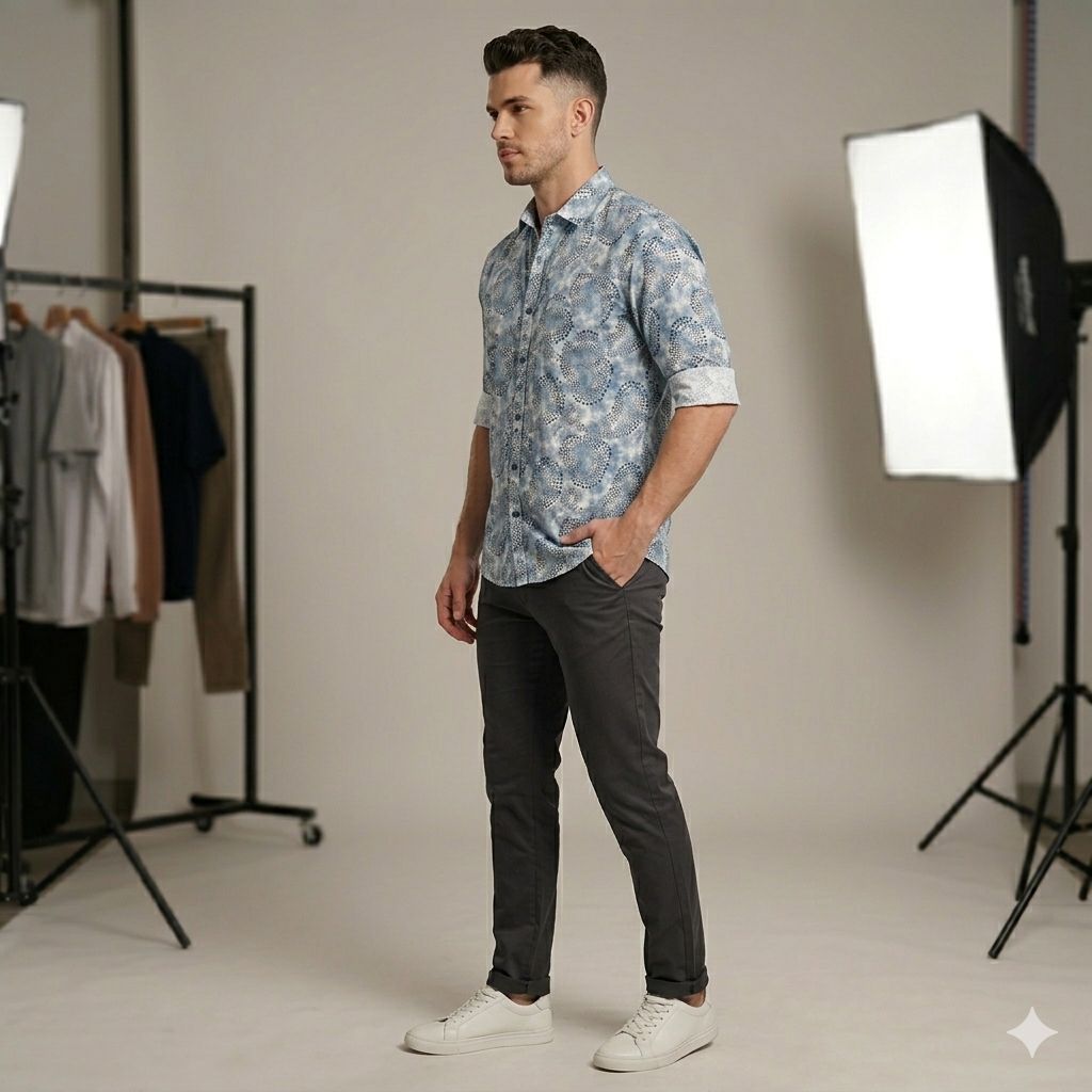 Modern Abstract Print Shirt for Men
