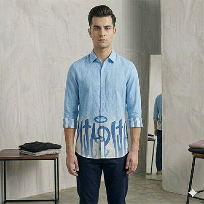 Modern Fit Ombre Graphic Shirt with Textured Upper