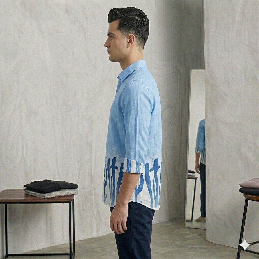Modern Fit Ombre Graphic Shirt with Textured Upper