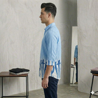 Modern Fit Ombre Graphic Shirt with Textured Upper