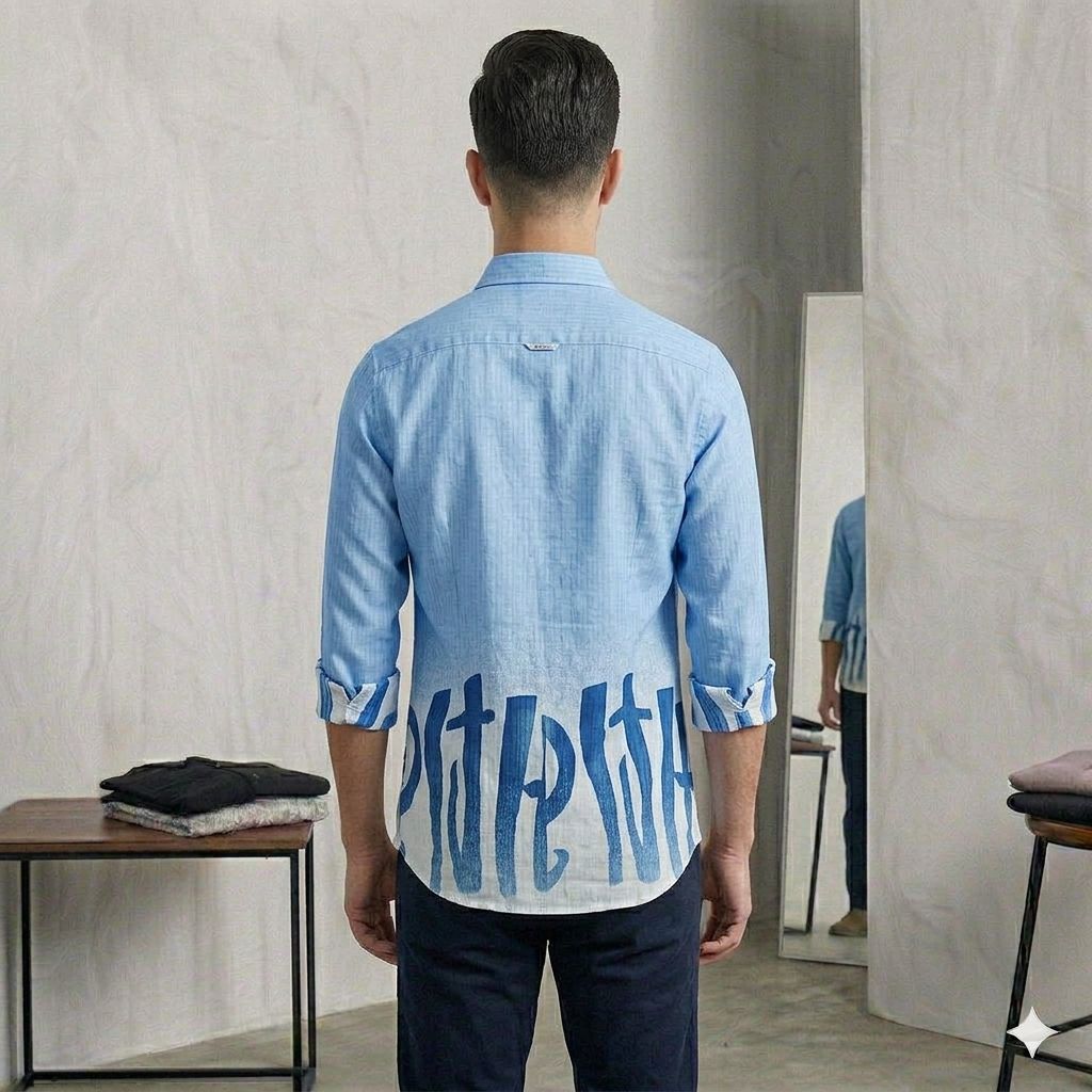 Modern Fit Ombre Graphic Shirt with Textured Upper