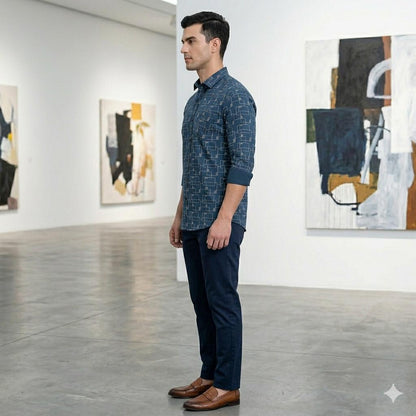 Men's Designer Abstract Square Print Full Sleeve Shirt