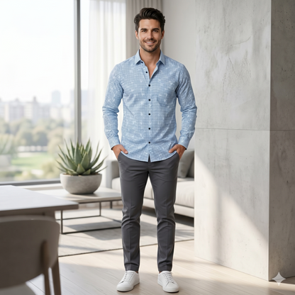 Men’s Premium Micro Check Slim Fit Casual Shirt