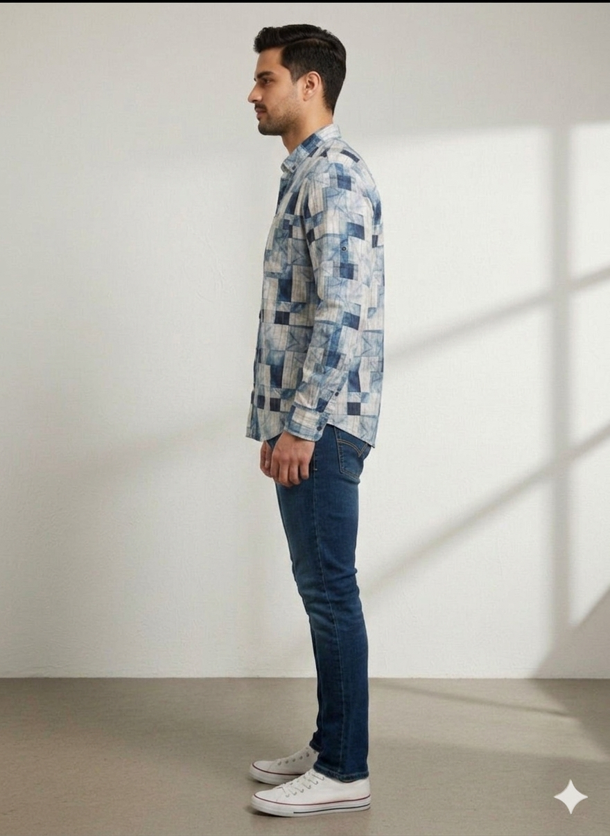 Geometric Mosaic Print Shirt – Full Sleeve