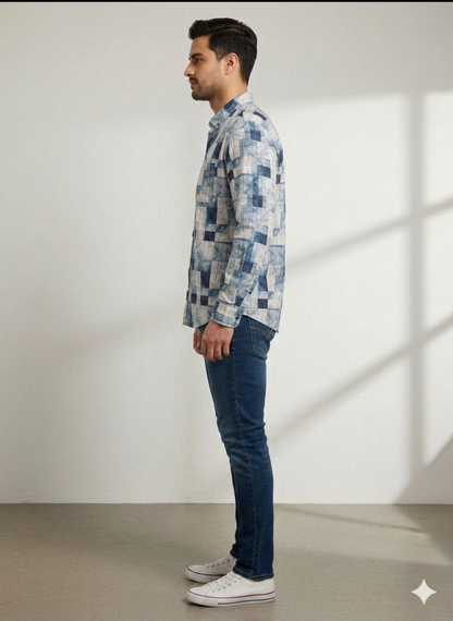 Geometric Mosaic Print Shirt – Full Sleeve