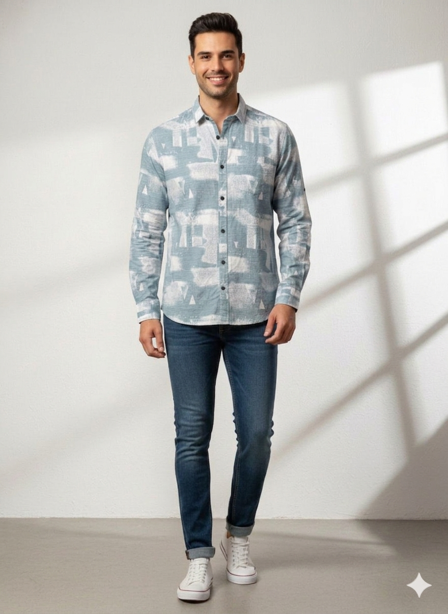 Abstract Print Full Sleeve Shirt