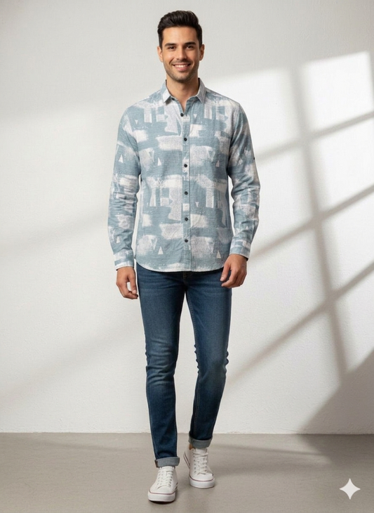 Abstract Print Full Sleeve Shirt