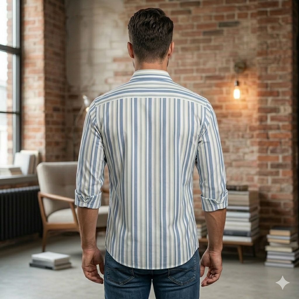 Axis Stripe Contrast Shirt – Blue & Red