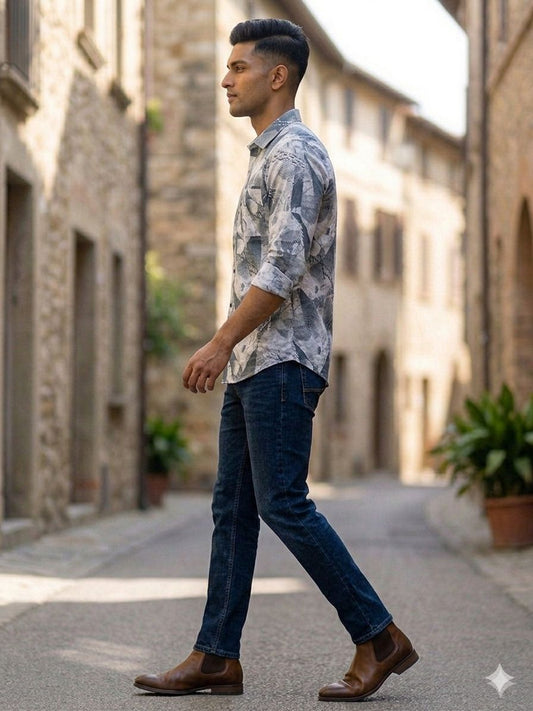 Abstract Collage Slim-Fit Shirt