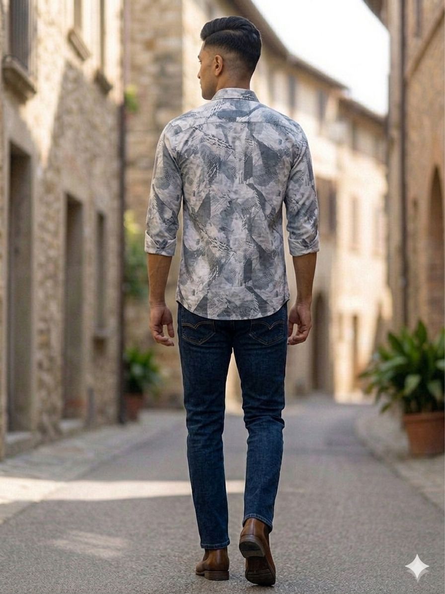 Abstract Collage Slim-Fit Shirt
