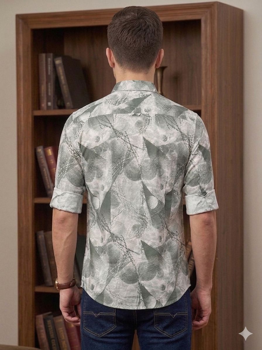 Abstract Collage Slim-Fit Shirt