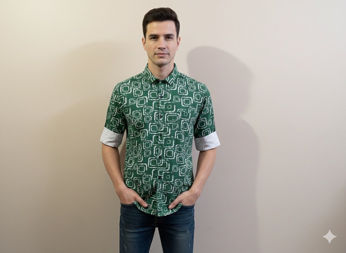 Geometric Box Print Tailored Shirt
