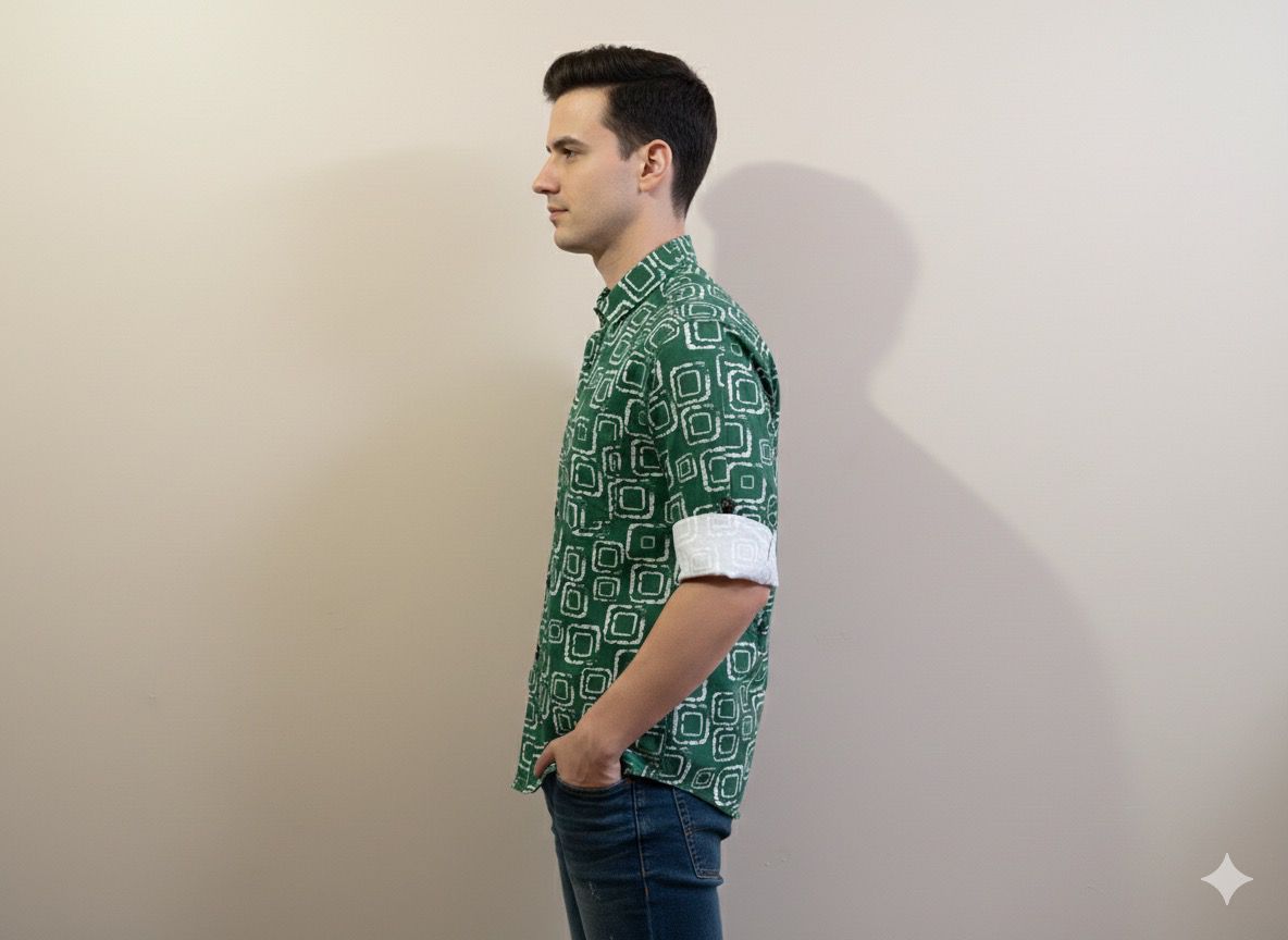 Geometric Box Print Tailored Shirt