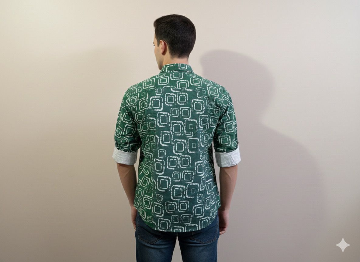 Geometric Box Print Tailored Shirt