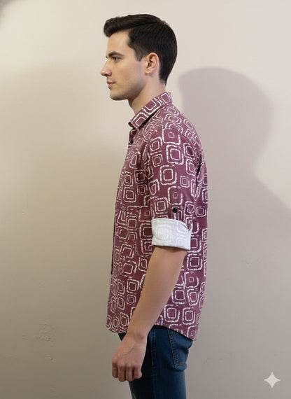 Geometric Box Print Tailored Shirt