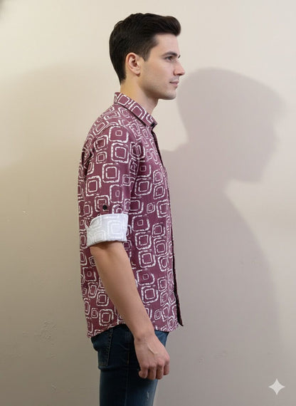 Geometric Box Print Tailored Shirt