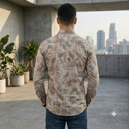 Men's Smart Casual Marble Texture Floral Shirt | Regular Fit