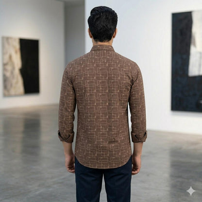 Men's Designer Abstract Square Print Full Sleeve Shirt