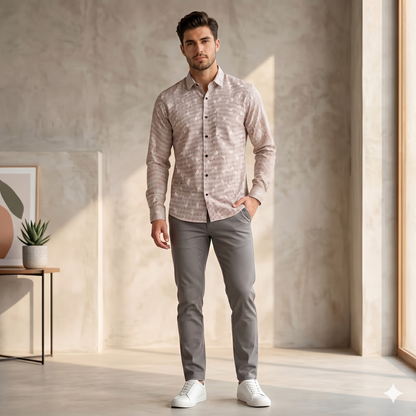 Men’s Premium Micro Check Slim Fit Casual Shirt
