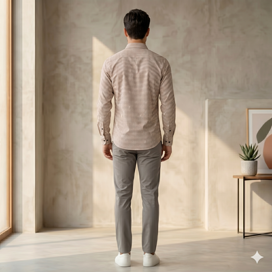 Men’s Premium Micro Check Slim Fit Casual Shirt