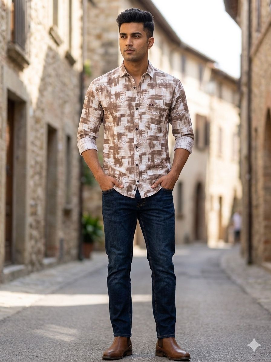Abstract Brushstroke Tailored Shirt