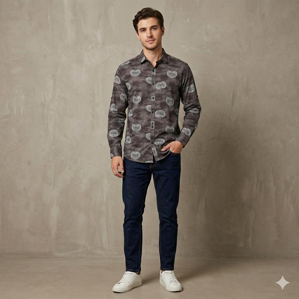 Men's Smart Casual Botanical Print Shirt | Regular Fit