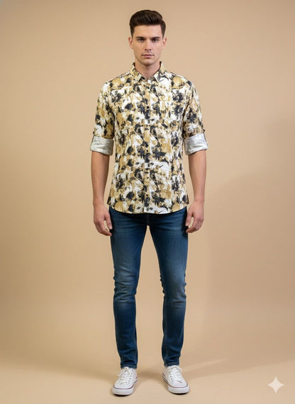 Abstract Camo Print Shirt – Tailored Fit