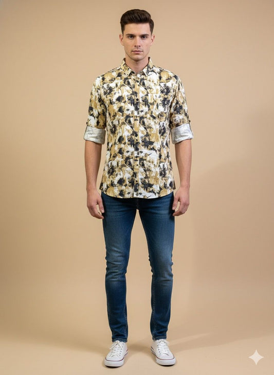 Abstract Camo Print Shirt – Tailored Fit