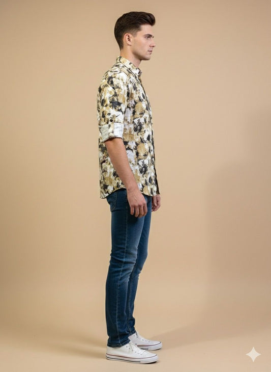 Abstract Camo Print Shirt – Tailored Fit