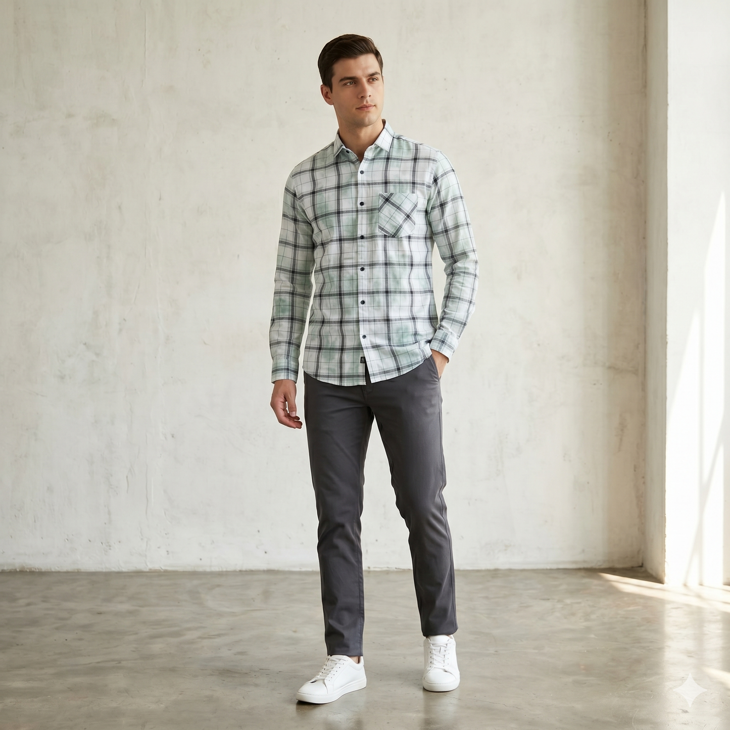 Modern Plaid Pattern Casual Shirt for Men
