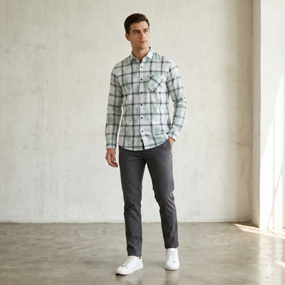 Modern Plaid Pattern Casual Shirt for Men