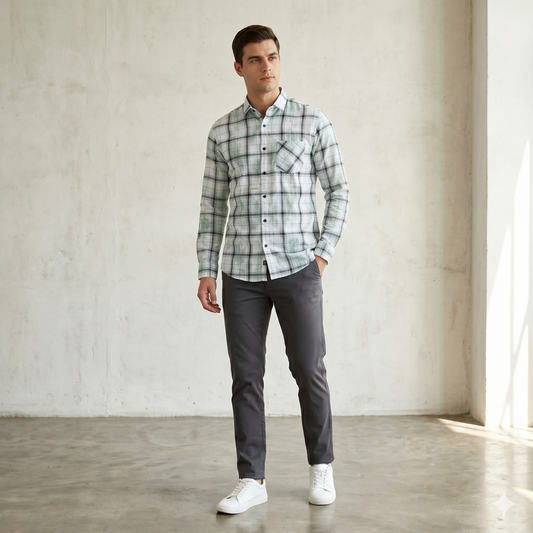Modern Plaid Pattern Casual Shirt for Men