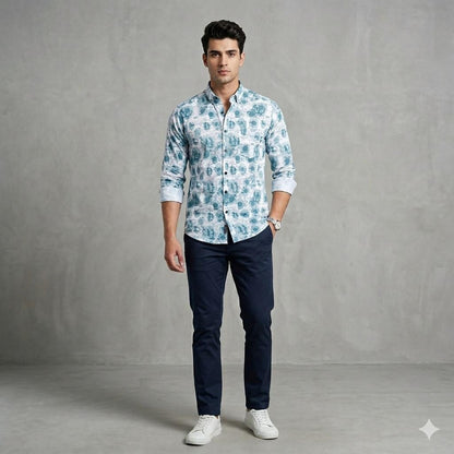Men's Luxury Abstract Print Shirt | Tailored Regular Fit