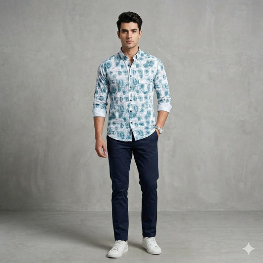 Men's Luxury Abstract Print Shirt | Tailored Regular Fit