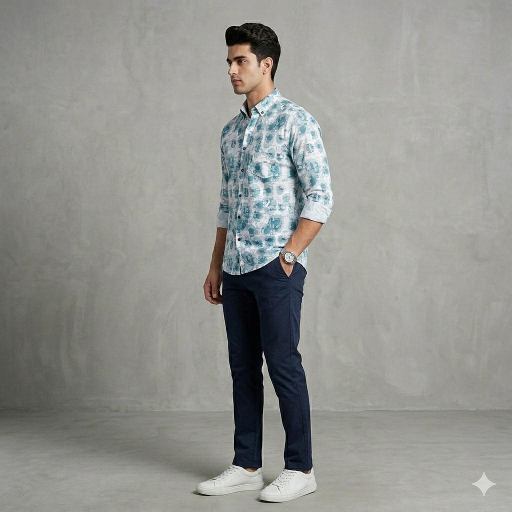 Men's Luxury Abstract Print Shirt | Tailored Regular Fit
