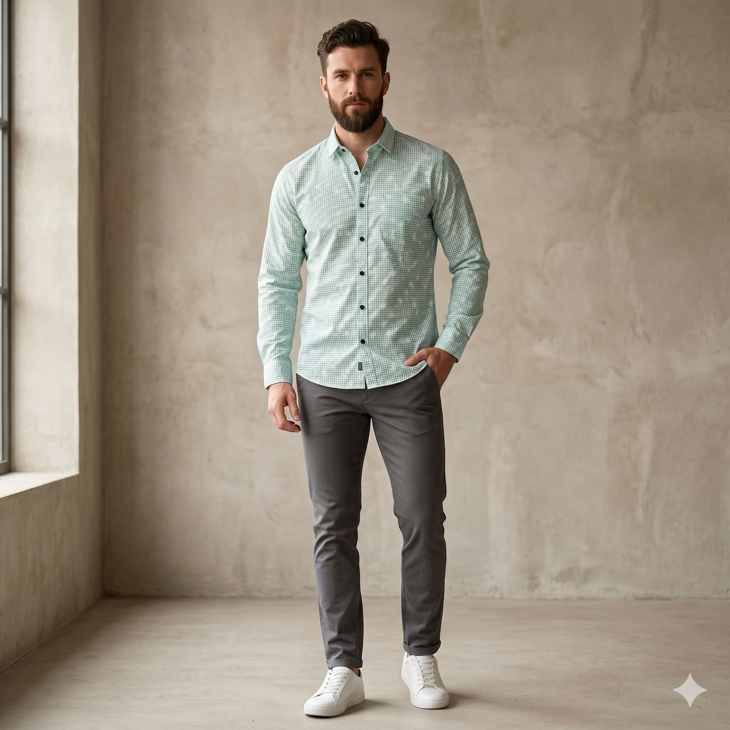 Men’s Premium Micro Check Slim Fit Casual Shirt