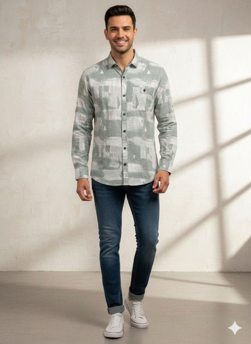 Abstract Print Full Sleeve Shirt