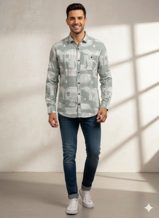 Abstract Print Full Sleeve Shirt