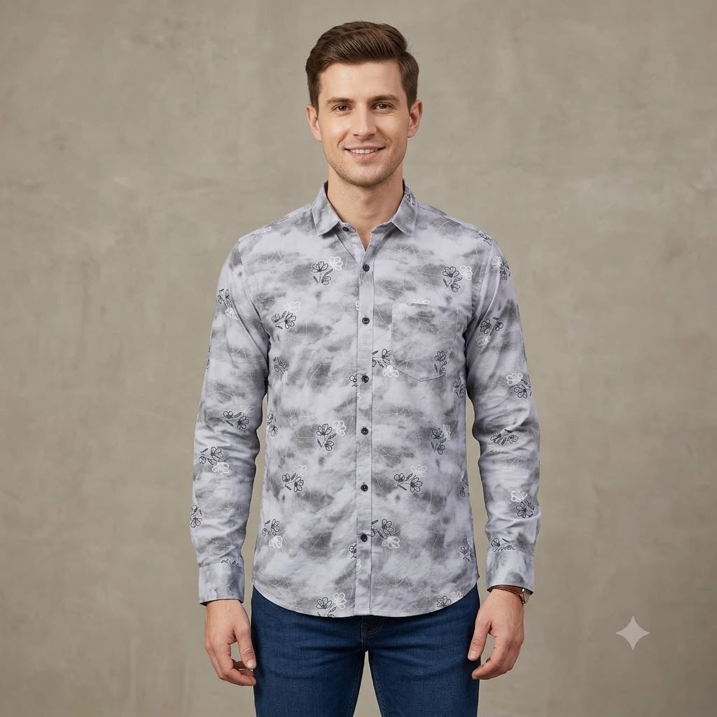 Men's Smart Casual Blossom Print Shirt | Tailored Fit